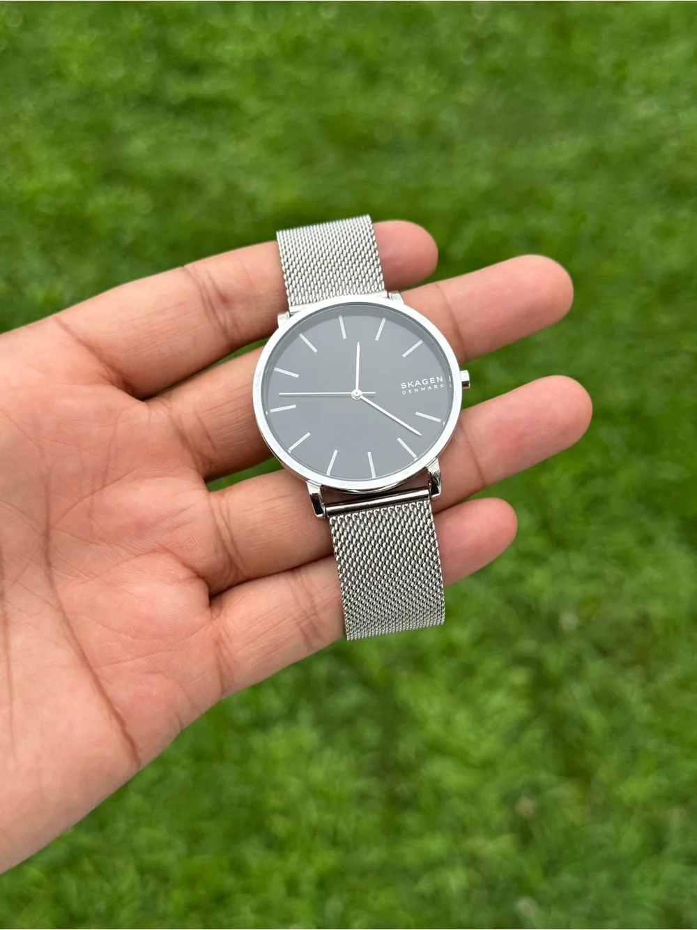 Skagen men’s classic Stainless Steel Mesh Bracelet Watch - Black Dial